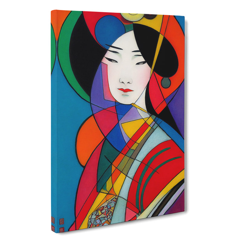Geisha In Abstract No.1 - Wrapped Canvas, 60cm H x 40cm W x 3cm D