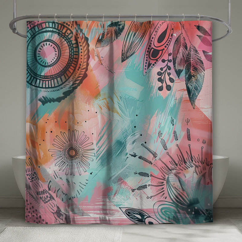 Rideau de douche abstrait - Bohème bohème, L 70 po x H 84 po