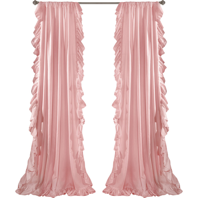 Paire de rideaux semi-transparents Reyna, L 54 po x L 84 po, Rose