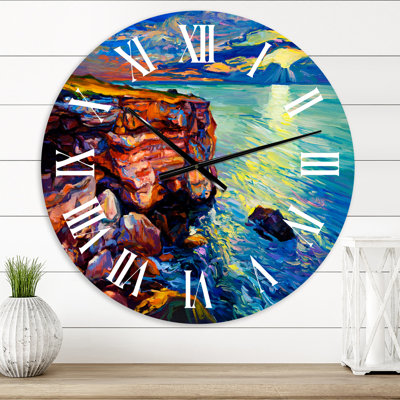 By The Cliffside Ocean View Impression - Horloge murale traditionnelle