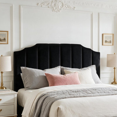 Modern Vertical Channel Upholstered Headboard with Soft Arch Silhouette