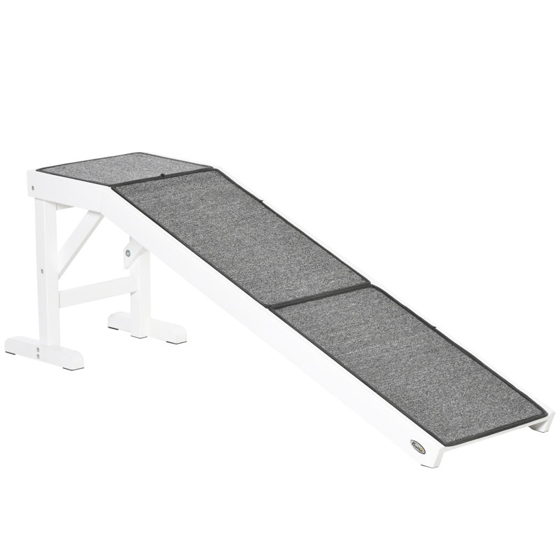 Rampe pour chien pour lit - Rampe pour animal de compagnie avec tapis antidérapant et plateforme supérieure, 60 po x 16 po x 20 po, blanc