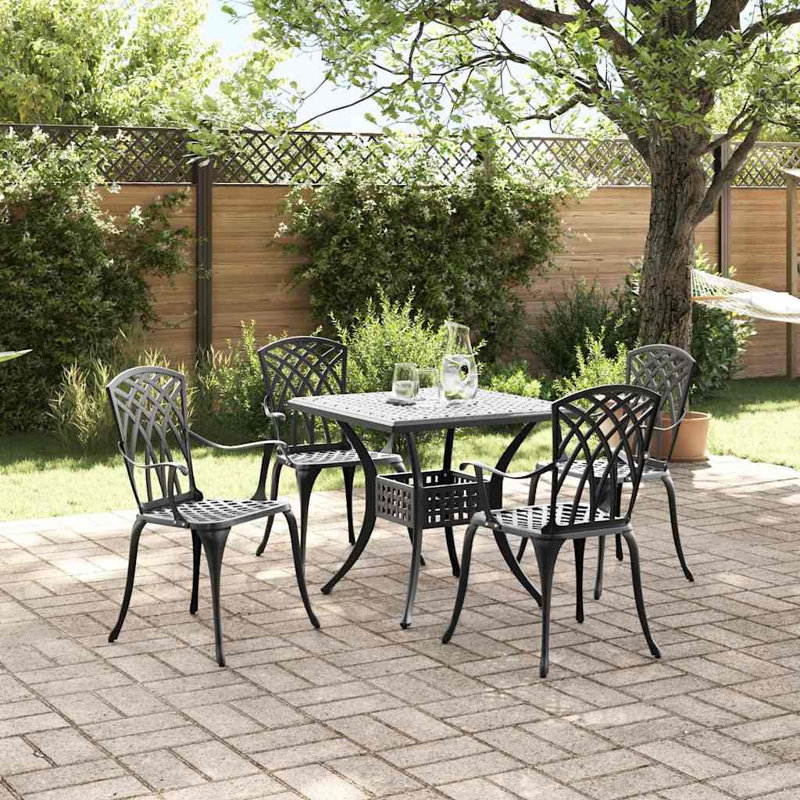 4 - Person Patio Dining Set with Square Table, Black