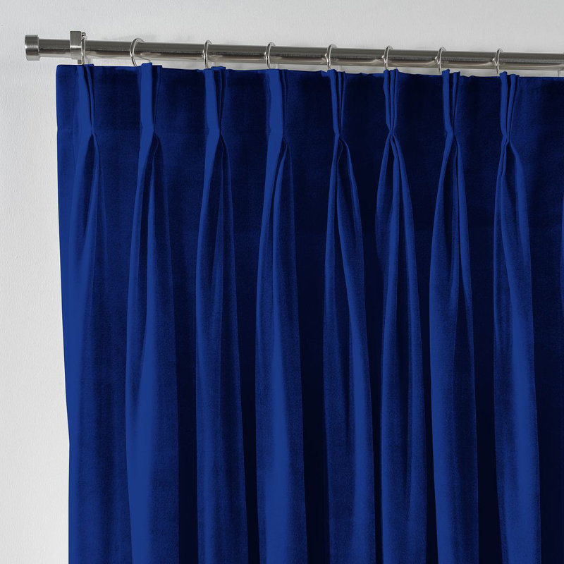 Velvet Semi-shee Single Curtain Panel, 150cm Width x 475cm Drop, Blue