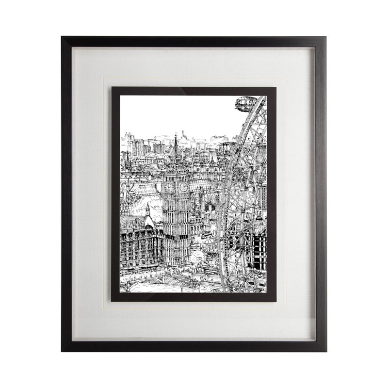 «B&W City Scene» par Melissa Wang a, reproduction d'art encadrée à la main avec passe-partout texturé, B&W City Scene IV