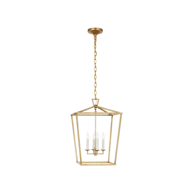 Chapman & Myers Darlana Lantern, 24.5" H x 17" W x 17" D, Gilded Iron