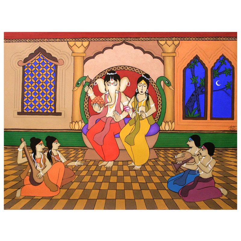 Riddhi Gajanan assis | Acrylique sur toile | Par Chetan Katinagar