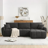 110 Inch Modular Sectional Sofa With Extra-Large Seat, Movable Ottoman, High Density Foam, Free Combination, Sturdy Metal&Wood Frame, Boucle Fabric, Available In 3 Colors