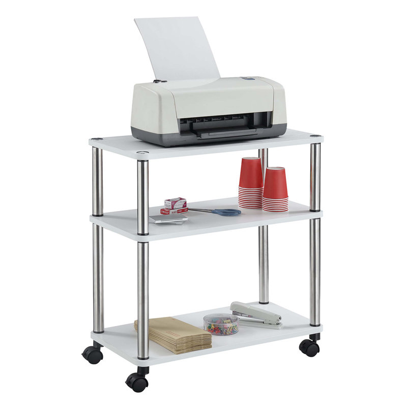 Edwin Utility Cart with Stainless Steel Poles, White