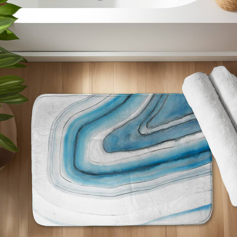 Round geode Bath Mat with Non-Slip Backing - Quick Dry Memory Foam Bathroom Rug - Absorbent - Modern Plush Spa-Style - Machine Washable