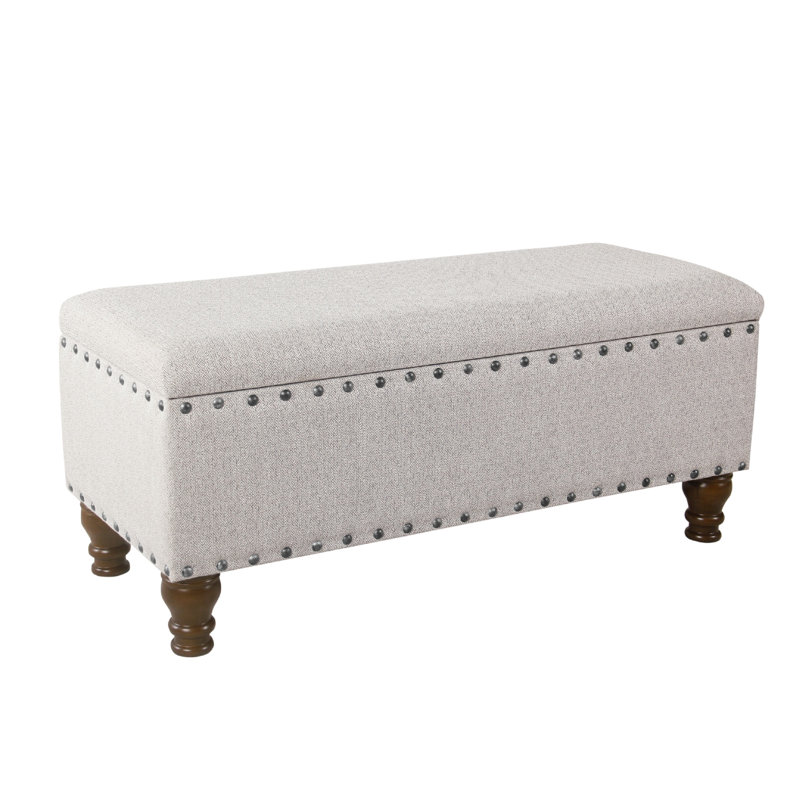 Banc d'appoint avec compartiment de rangement, garniture cloutée 42 po Ava