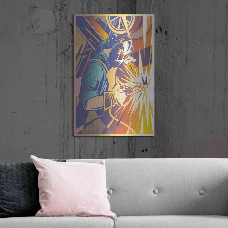 Williston Forge «Welder's Spark» par David Chestnutt, art mural en métal, H 36 po x l 24 po