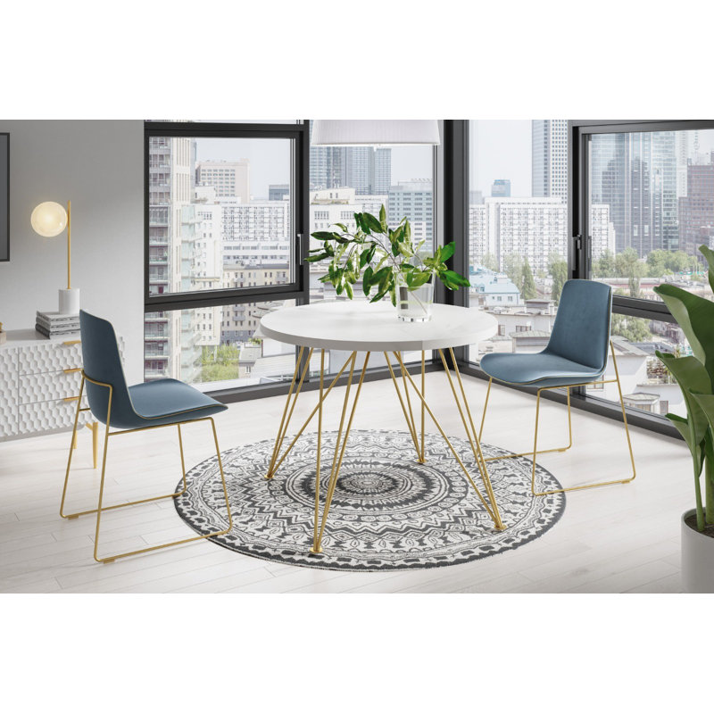 Kaleva Round Metal Base Dining Table, 76cm H x 100cm L x 100cm W