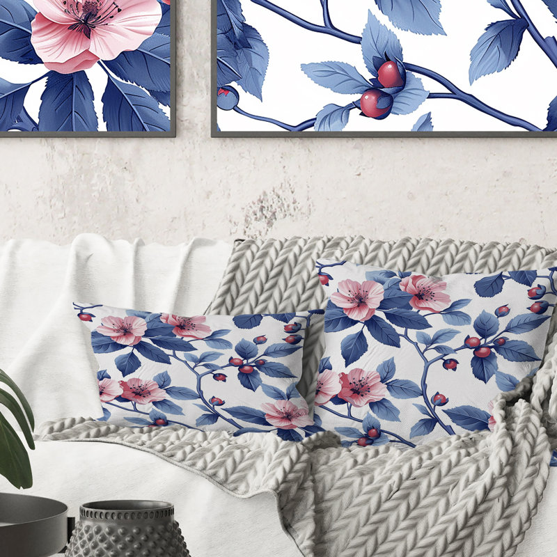 Coussin lombaire Delicate, Bleu / Rose