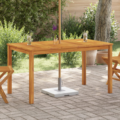 Table de salle à manger d'extérieur avec trou pour parasol en bois d'acacia massif