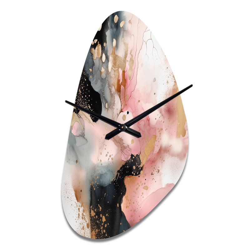 Or rose rose texture II - horloge murale en métal de forme unique, horloge murale rose, Grand