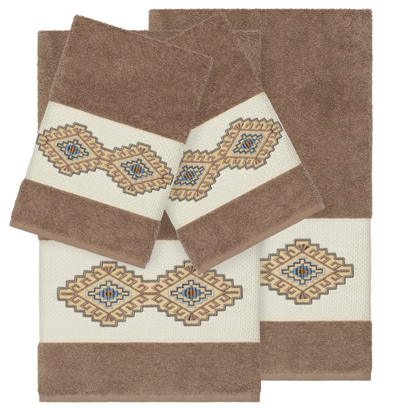 Gianna Embellished 4 Piece Towel Set, Latte