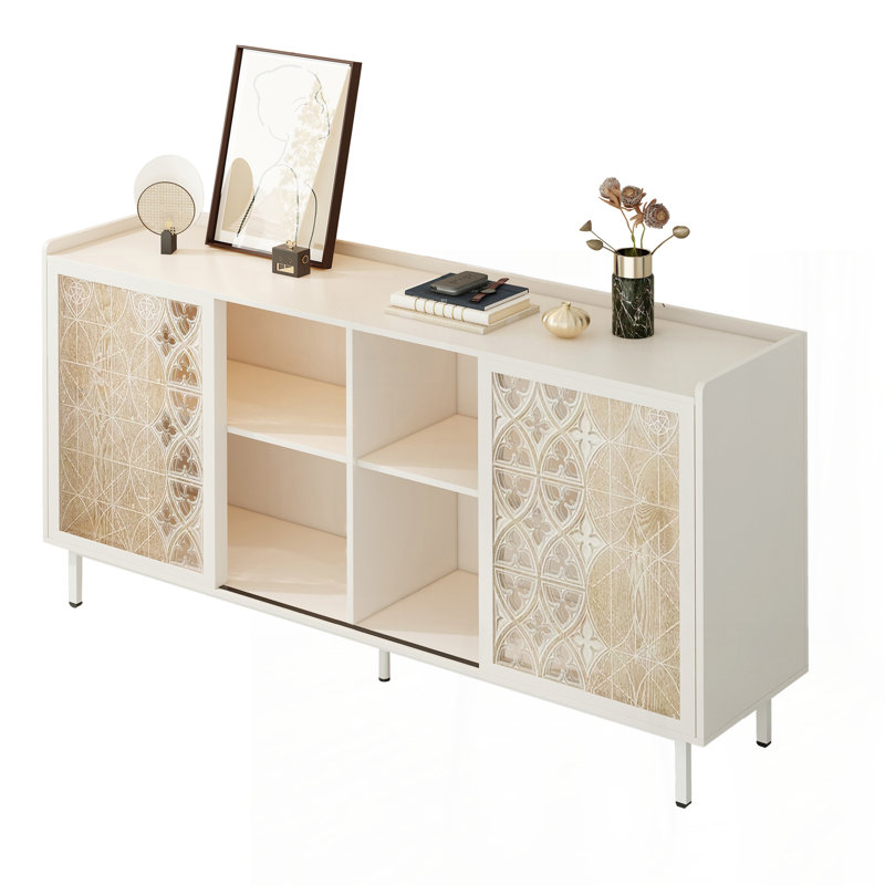 Armoire en bois massif de style Mid-Century avec porte coulissante Sicotas