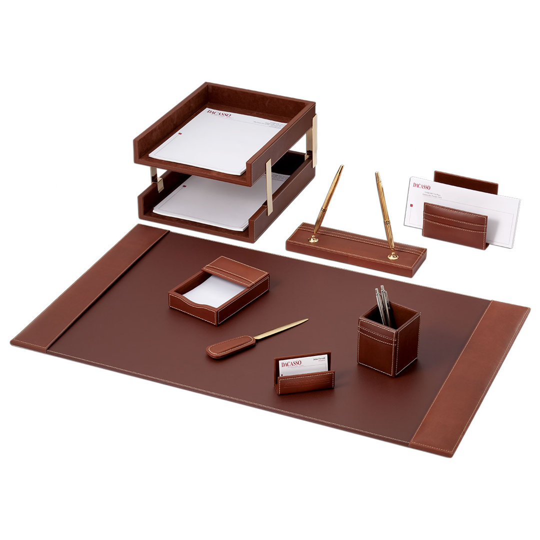 Leather Desk Organizer Set Dacasso