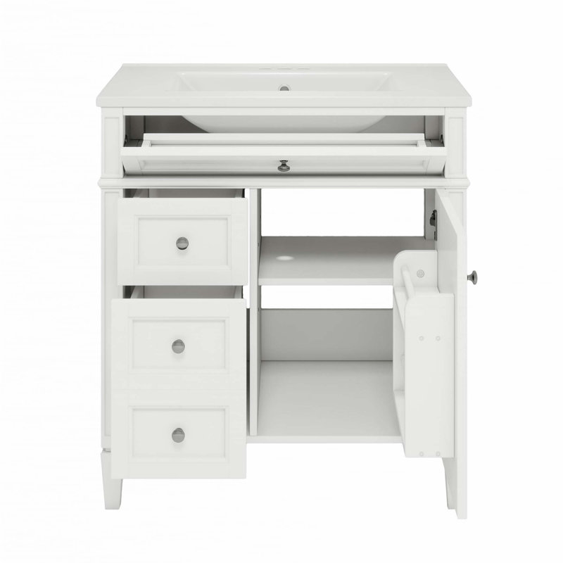 Meuble-lavabo de 30 po avec lavabo supérieur, Blanc
