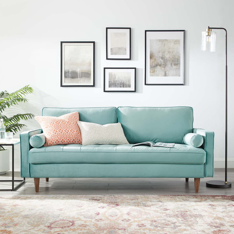 Valour Performance Velvet Sofa by Modway, Mint Velvet