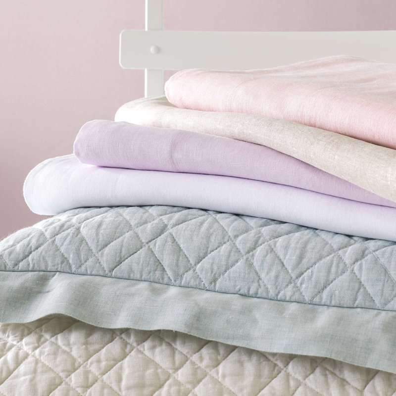 Washed Linen Quilt, King Quilt, Natural