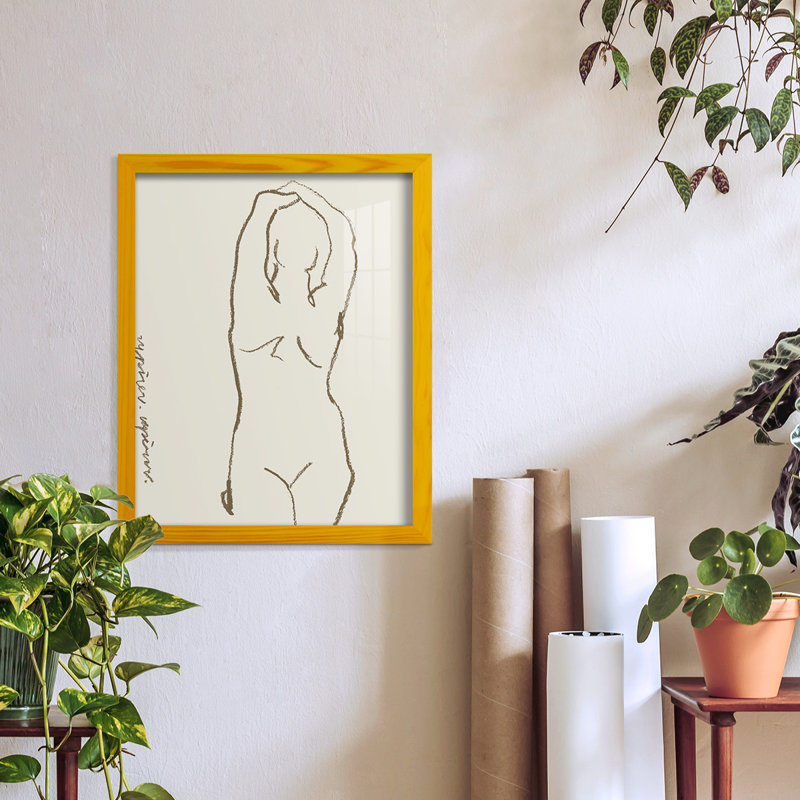 Toi et moi I, impression sur papier, H 6 po x l 4 po x P 1 po, Cadre jaune