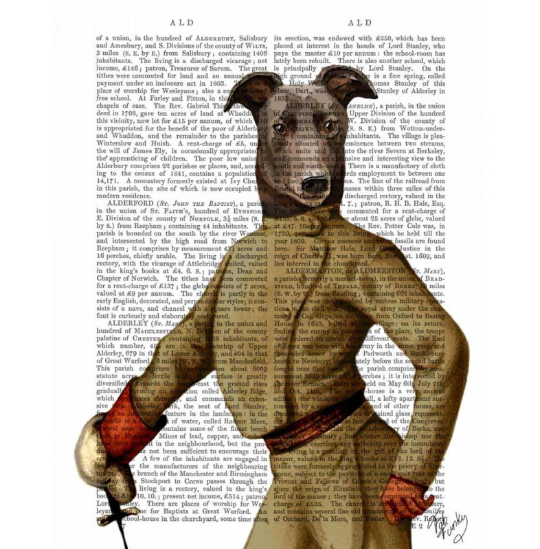 Art graphique sur toile tendue Trinx Fab Funky, titré: Greyhound Fencer Dark Portrait, H 45 po x l 36 po