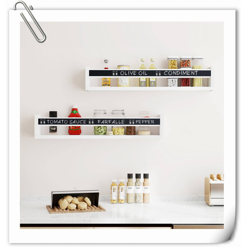 Graviel 2 Piece Pine Wood Floating Shelf, 4.5" H x 24" W x 4.7" D, Black/White