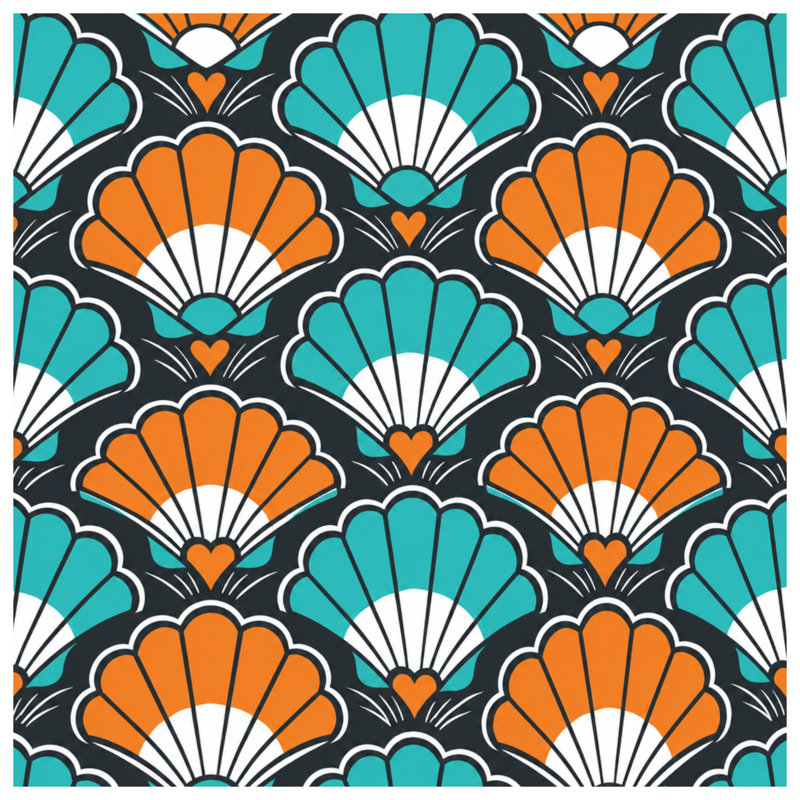 Toile tendue à motif de coquillages Art Deco, 20 x 30 inches
