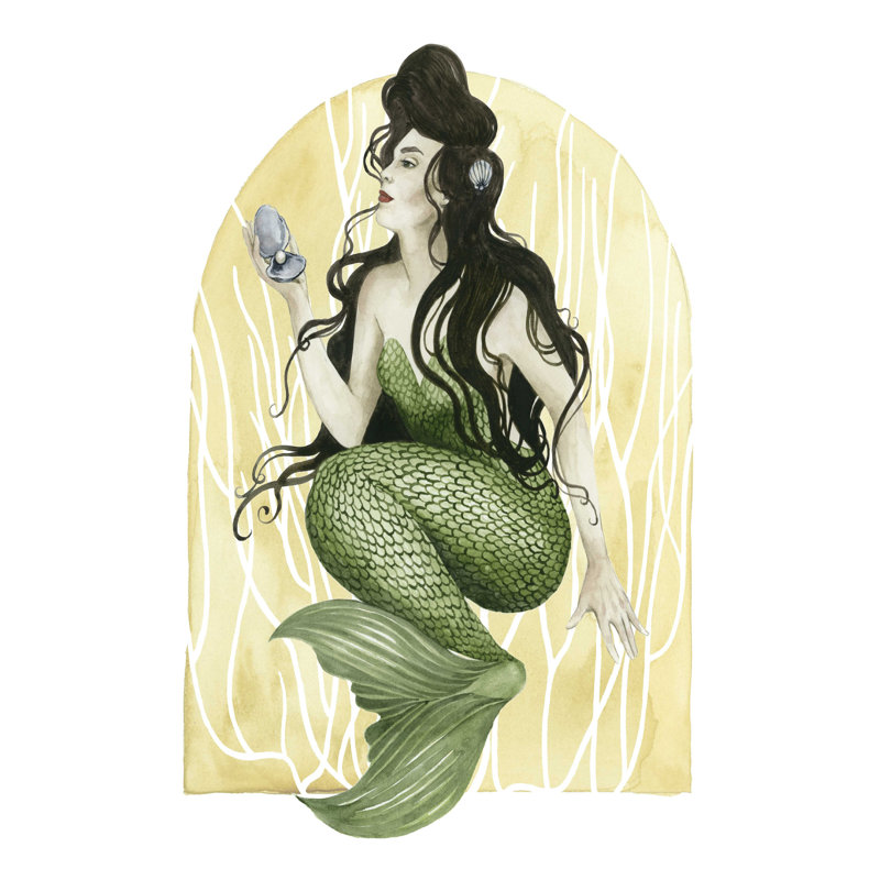 " Deco Mermaid I " by Grace Popp, 18" H x 12" W