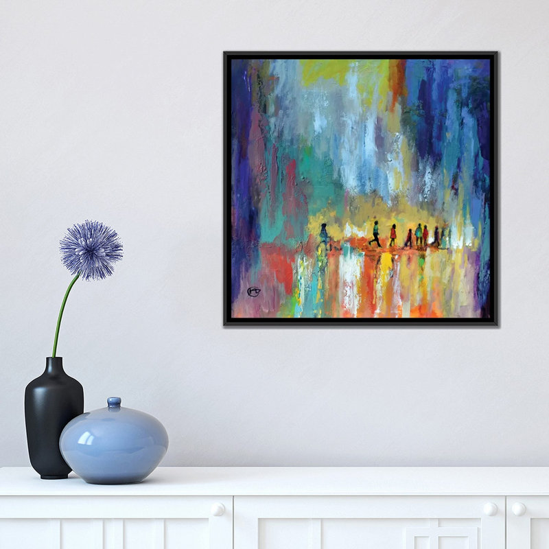 " The Crossing " by Kip Decker, 18" H x 18" W x 1.5" D, Black Framed Canvas, No Mat