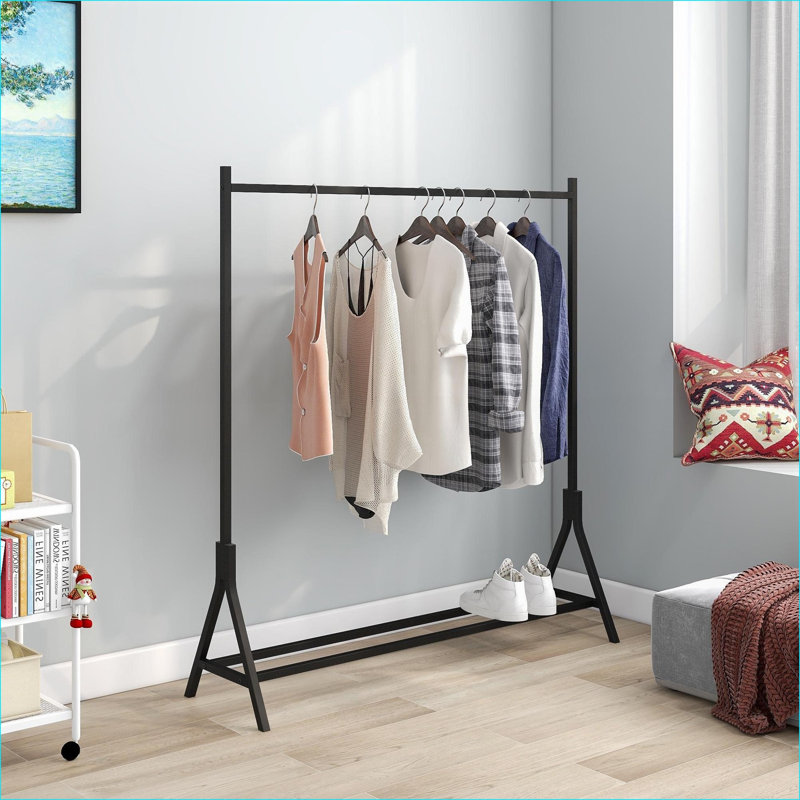 Portemanteau autoportant multifonctionnel en métal noir mat FlowLuxe pour la maison, Noir