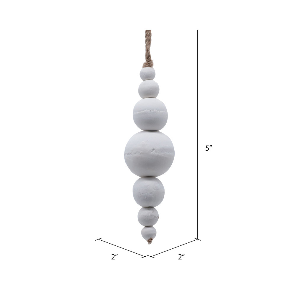 5'' Solid Wood Ball Ornament, White