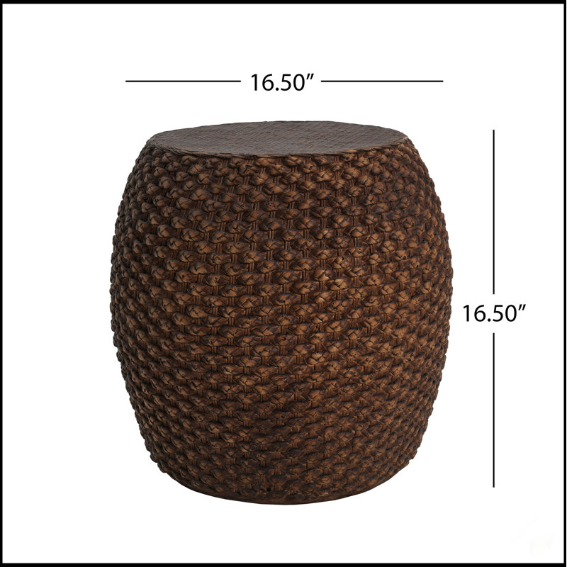 Table d'appoint en faux rotin pour l'intérieur et l'extérieur, fabriquée à la main avec des tons de brun riche