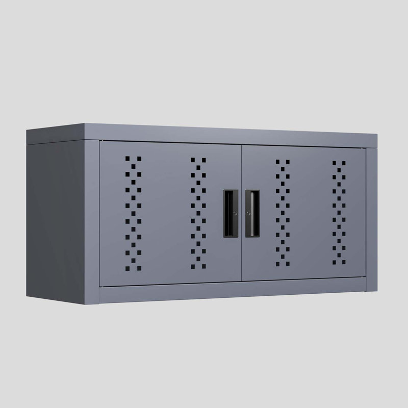 Armoire de garage en métal avec porte, armoire de rangement murale, armoire à outils flottante pour sous-sols, cuisines et entrepôts (gris, H 11,81 po)