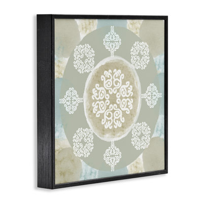 Menthe et beige mandala, estampe numérique encadrée par Flora Kouta