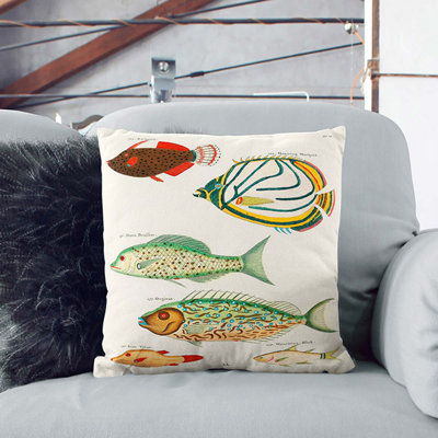 East Indies Fish Illustrations Fol. 23 by Louis Renard Cushion with Filling