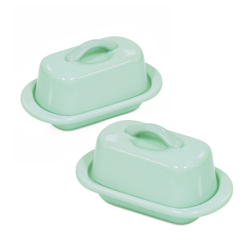 5" Mini Butter Dish (Set Of 2) — True Red, White