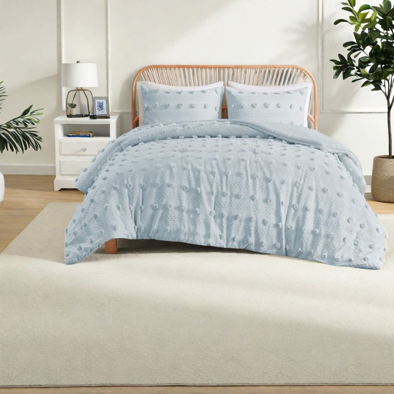 Ensembles de literie certifiés en polyester simple, jacquard bleu pour maison moderne