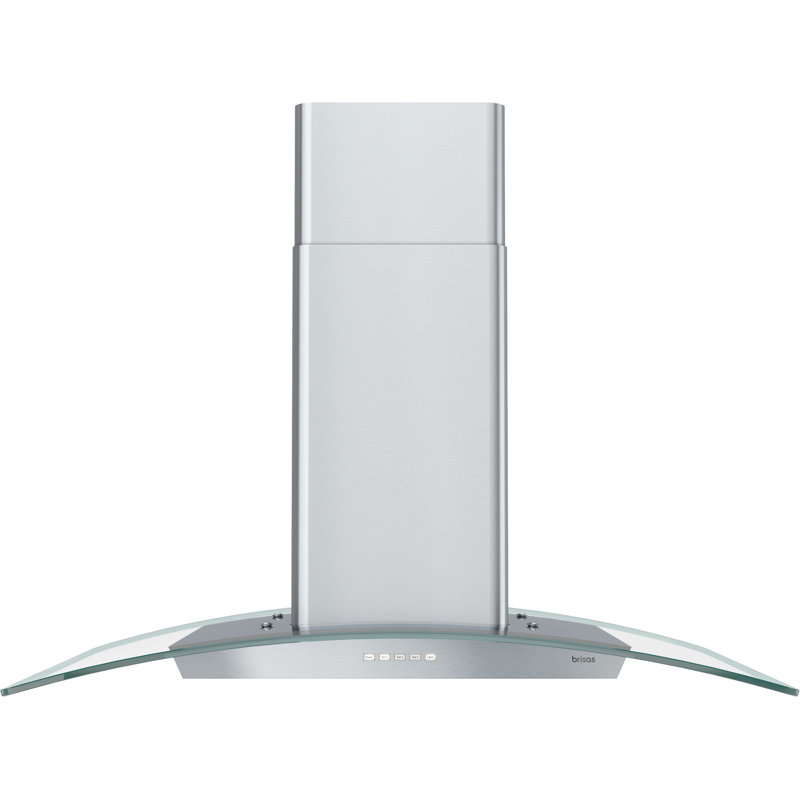 Zephyr Brisas 36 In. 600 CFM Curved Glass Wall Mount Range Hood With LED Lights In Stainless Steel