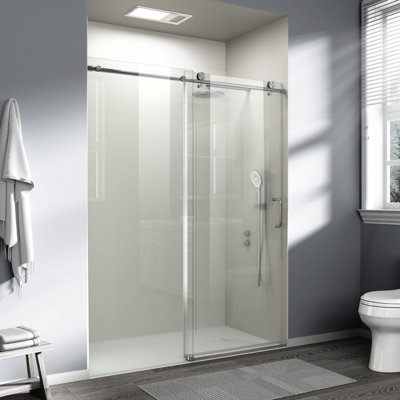 Porte de douche coulissante simple, porte de salle de bain sans cadre avec douche à l'italienne
