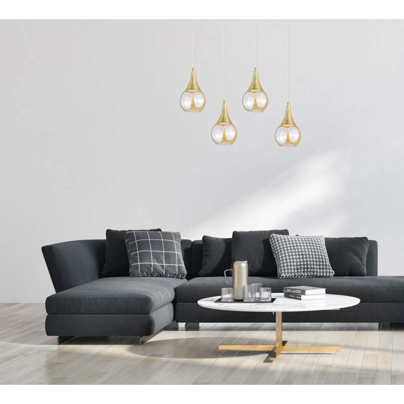 Creasy 4 - Light Kitchen Island Pendant, Gold, White/Gold