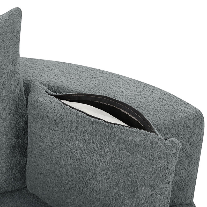 Chunni 360° Swivel Chenille Accent Chair with Removable Pillows, Gray, 35.5'' H X 56.3'' W X 56.3'' D