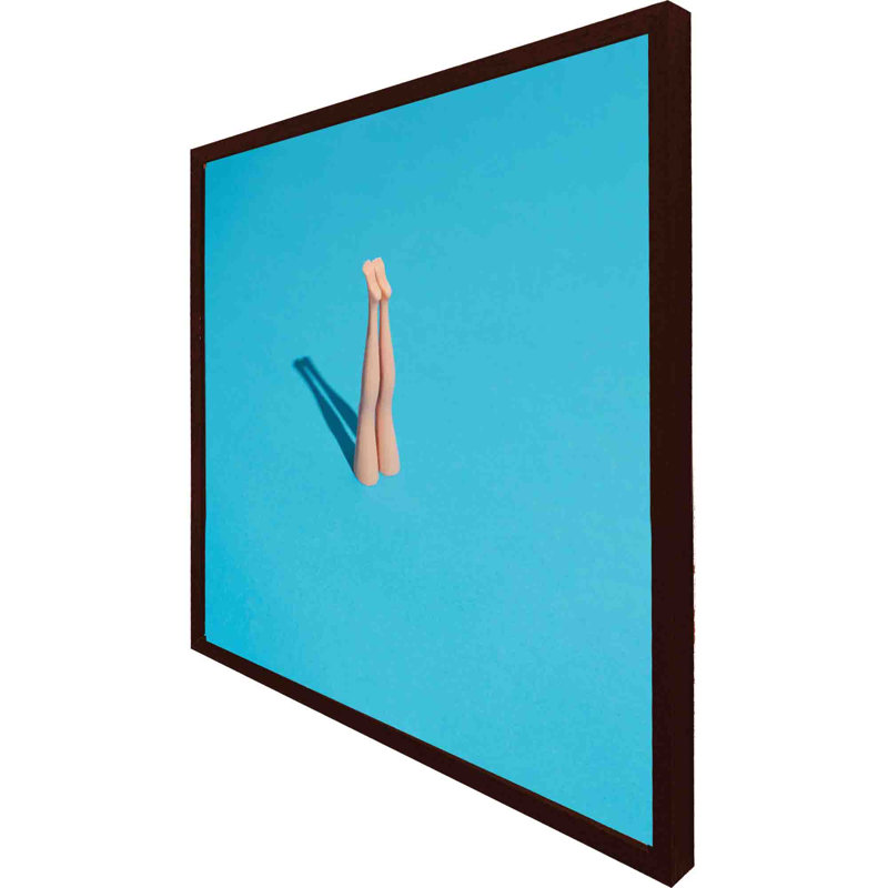 Fishersville Swimming Dive - Single Picture Frame Print, 41cm H x 41cm W x 4cm D, Brown