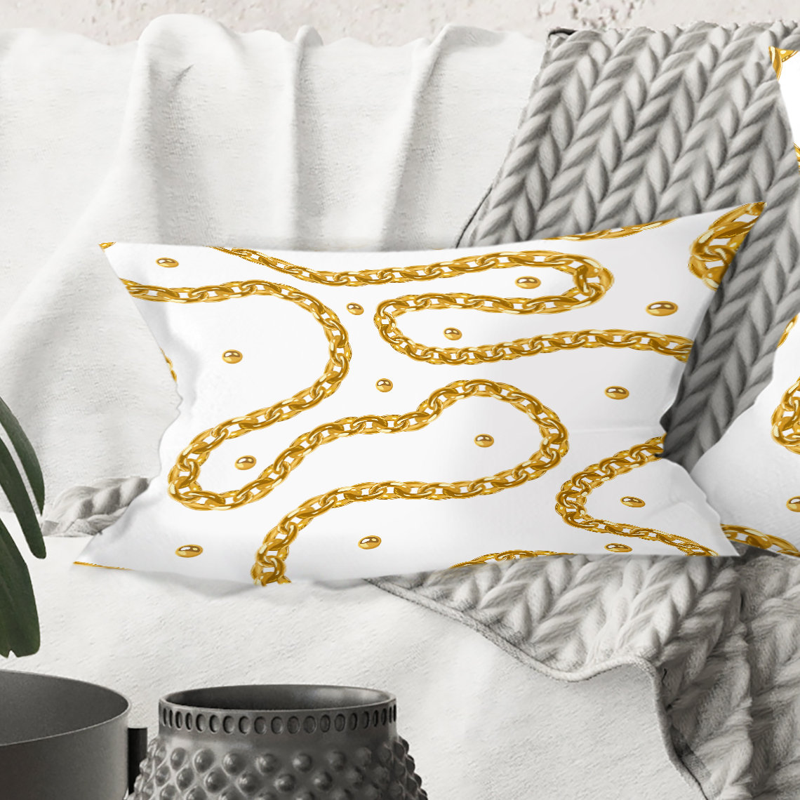 Design Art Golden Chain Necklace - Mid-Century ModernPrinted Throw ...
