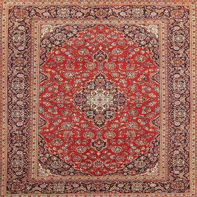 Tapis rouge/beige/noir traditionnel