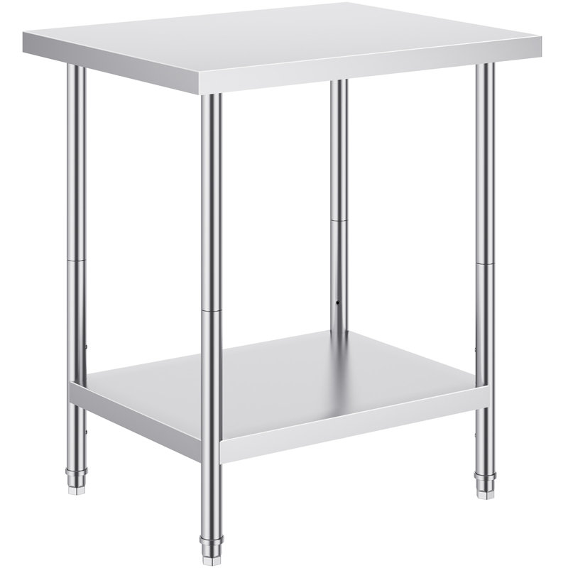 Table de préparation en acier inoxydable table de travail en métal robuste avec 3 niveaux de hauteur réglables