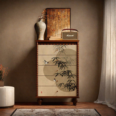 Armoire à tiroirs décorative en bois de frêne