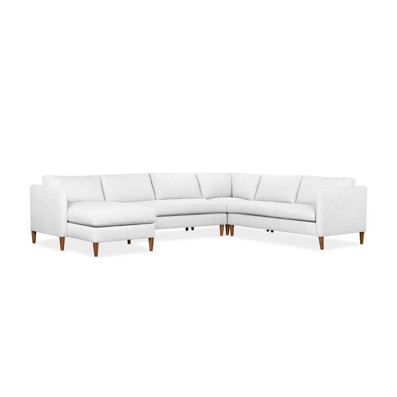Clifford 4-Piece Upholstered Custom Sectional, Turbo Wheat Basketweave, Left Hand Facing